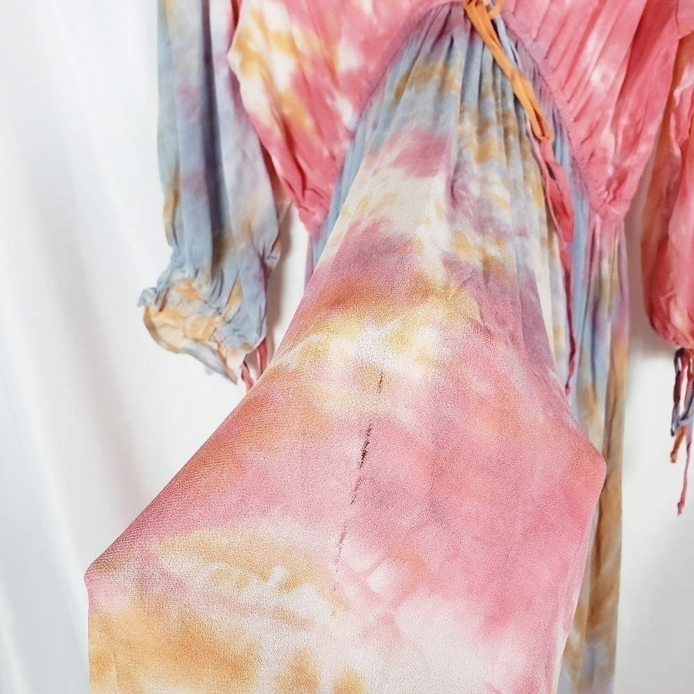 YFB Young Fabulous & Broke tie dye Meadow maxi dress gender reveal flowy boho - Picture 5 of 6